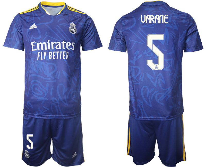 Men 2021-2022 Club Real Madrid away blue #5 Soccer Jersey